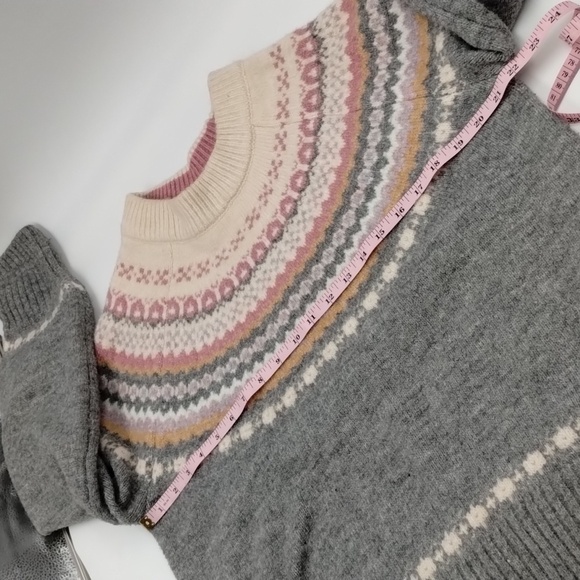 Cupcake Clothing Ltd sweater large riddari pattern gray ivory pink mock collar - Picture 8 of 9